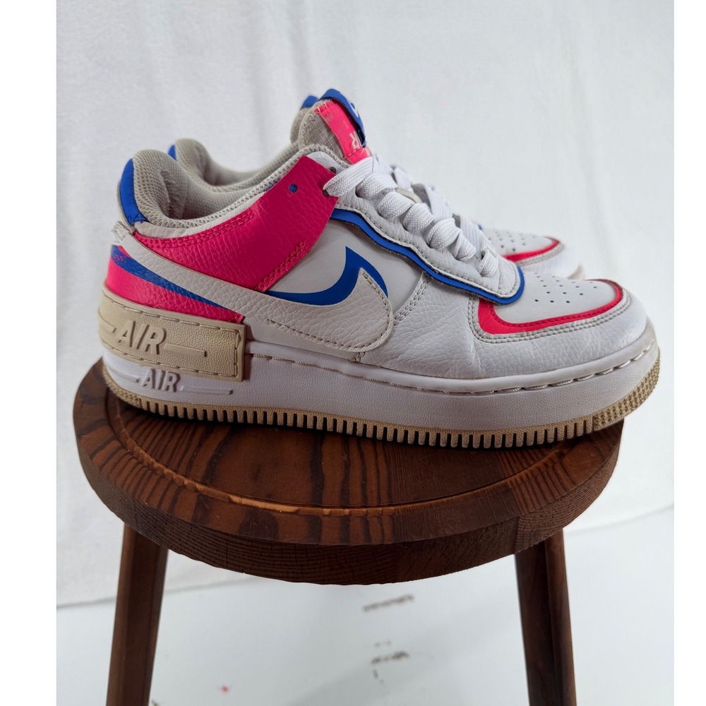 Nike Air Force 1 Shadow Womens White Pink‎ Blue Sneakers CI0919-104 Low Top AF1